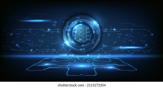 Vektorgrafiken von Digital Futuristic Technology Perspektive Boden und Digital Circuit Panel.Futuristische Technologie Design Konzepte.