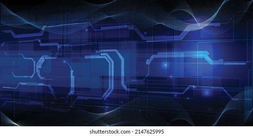 Vector illustrations of digital futuristic vision and perspective abstract blue technology artwork.Future and technology concepts.