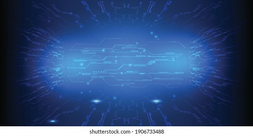 Vector illustrations of digital high technology space with digital circuit pattern dark blue futuristic background.Digital communication innovation and technology concept.