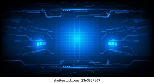 Vector illustrations of digital high technology space with digital circuit pattern dark blue futuristic background.Digital communication innovation and technology concept.