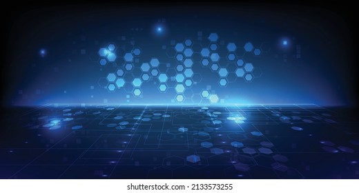 Vector illustrations of digital horizontal space futuristic high technology and science fiction artwork.Future tech concepts.