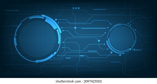 Vector illustrations of digital hud display with futuristic tech grid line circuit abstract blue digital technology artwork.Futurisitc tech concepts.