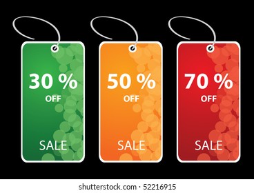 Vector illustrations of discount sale tags