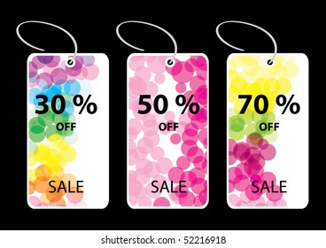 Vector illustrations of discount sale tags