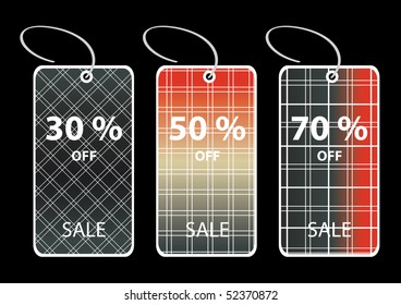 Vector illustrations of discount sale tags