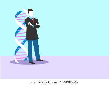 vector illustrations DNA biotechnology symbol double helix with man next to it