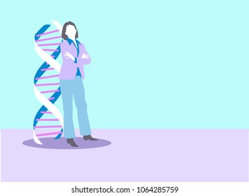 vector illustrations DNA biotechnology symbol double helix with man next to it