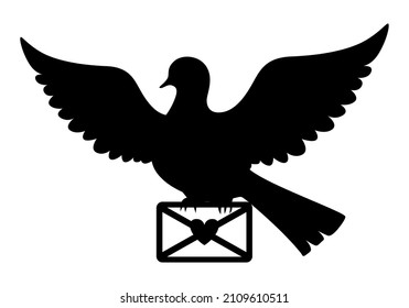 Vector illustrations of dove with message silhouette