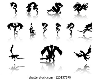 Vector Illustrations of Dragons