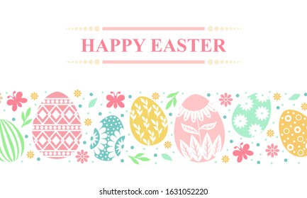 Vector illustrations of Easter banner with decorative horizontal ornament