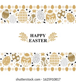 Vector illustrations of Easter card with decorative eggs ornament