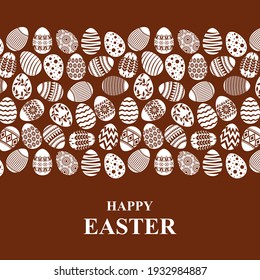 Vector illustrations of Easter card with decorative eggs ornament on chocolate background