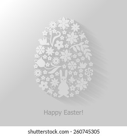 Vector illustrations of Easter card with floral decorative egg flat background