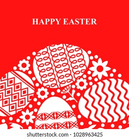 Vector illustrations of Easter decorative card on red background