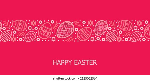 Vector illustrations of Easter decorative card horizontal design on pink background
