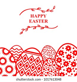 Vector illustrations of Easter decorative eggs card with willow branches