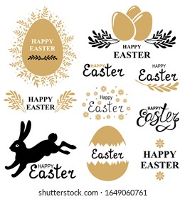 Vector illustrations of Easter decorative greeting icon set