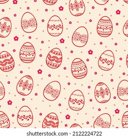 Vector illustrations of Easter decorative pattern seamless with eggs