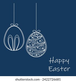 Vector illustrations of Easter eggs on a rope.	