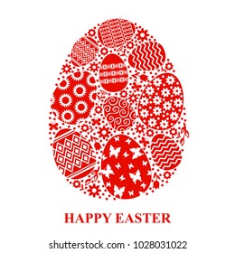 Vector illustrations of Easter greeting card with decorative egg of eggs