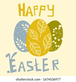 Vector illustrations of Easter greeting card. Easter Eggs, Spring, april