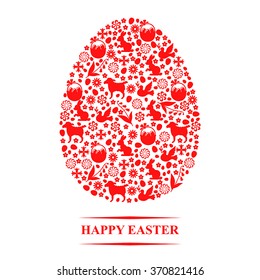 Vector illustrations of Easter greeting card in eggs form of Easter symbols