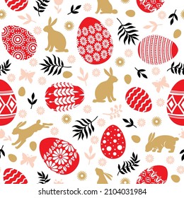 Vector illustrations of Easter pattern seamless with eggs and decorative element