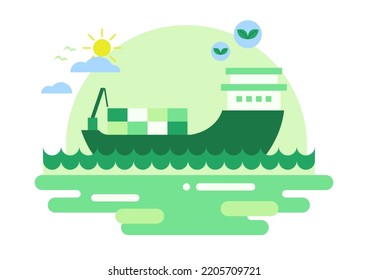 Vector illustrations of the eco-friendly ship.