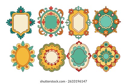 Vector illustrations eight ornate floral frames