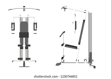 Vector illustrations, exercise machine, weightlifting