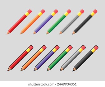 Vector illustrations: Expressive color pencil art featuring 6 rich hues