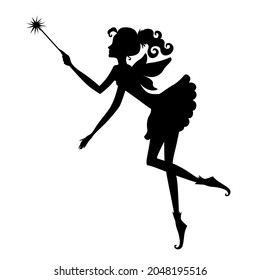 Vector illustrations of Fairy silhouette icon