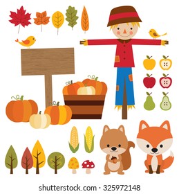 Vector illustrations of fall graphic elements.