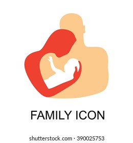 Vector illustrations of Family icon isolated on white background. Mother, father and child. 