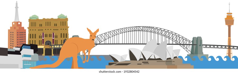 Vector illustrations of famous landmarks in Sydney