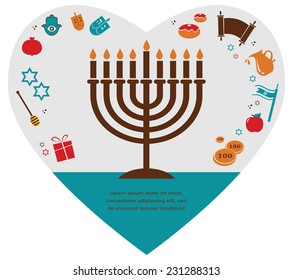 Vector illustrations of famous symbols for the Jewish Holiday  Hanukkah