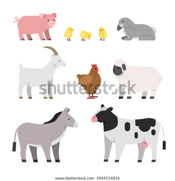 Vector Illustrations Farm Animals Cow Chicken Stock Vector (Royalty ...