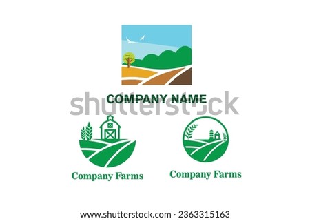 Vector illustrations with farm land, nature, agricultural landscape. Banners with agriculture or farming concept. Set of abstract backgrounds. Design template