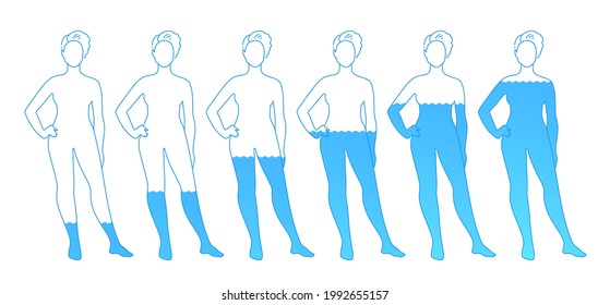 Vector illustrations of female silhouette filled with water. Isolated on white background