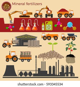 Vector illustrations for fertilizer production.