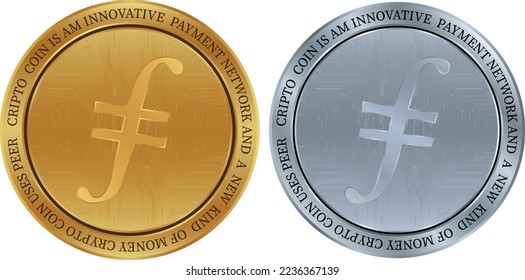 Vector illustrations of the filecoin-fil virtual currency. 3d illustration.