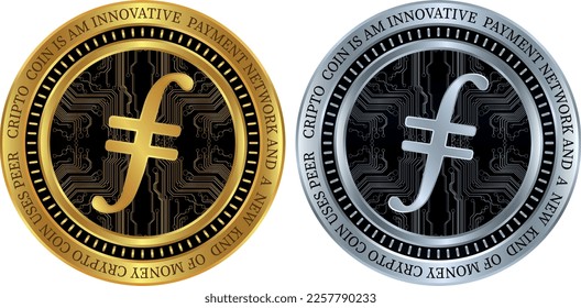 Vector illustrations of the filecoin-fil virtual currency. 3d illustration.