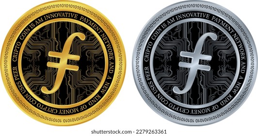 Vector illustrations of the filecoin-fil virtual currency. 3d illustration.