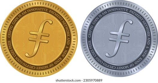 Vector illustrations of the filecoin-fil virtual currency. 3d illustration.