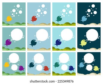 vector illustrations with fishes
