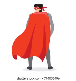 Vector illustrations in flat design of businessman Superhero with the red cloak.