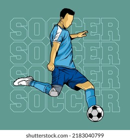 Vector illustrations of football, Illustrations of soccer ball players isolated in line art style, vector graphics for brochures, flyers, print.