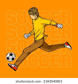 Vector illustrations of football, Illustrations of soccer ball players isolated in line art style, vector graphics for brochures, flyers, print.