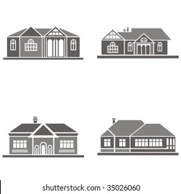 Vector illustrations of four houses.