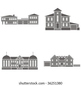 Vector illustrations of four houses.